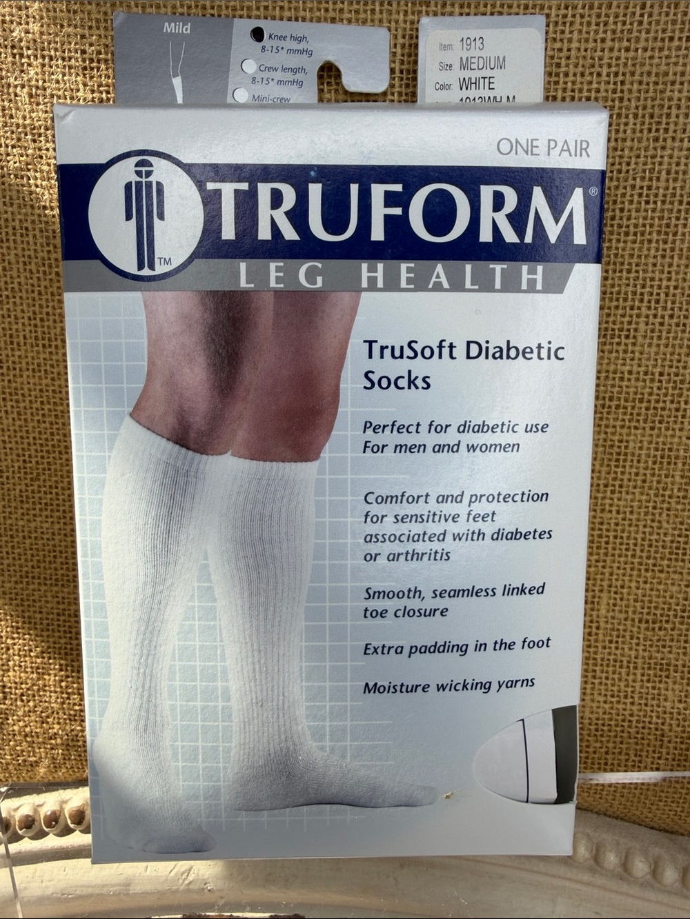 Truform TruSoft Diabetic Dress Socks for Men - White